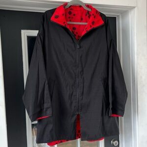 Reversible red/ black rain coat